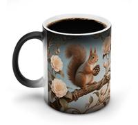 FodPand Squirrel Holding Hazelnut Color Changing Mugs Funny Heat Sensitive Ceramic Coffee Mugs Temperature Changing Mug Novelty Magic Cup Gift for Coffee Lover 11 Oz