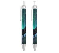 FodPand Star Panther Bamboo Ballpoint Pens Fine Point Smooth Writing Pen Retractable Ball Point Pens 0.5mm Black Ink Pen Office Supplies Gifts for Men Women 2 PCS