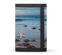 FODPAND Starfish Lighthouse Beach Wallet for Men Women Stylish Slim Trifold Billfold with ID Window And Credit Card Holder