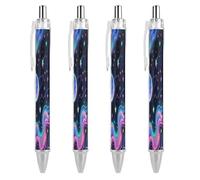 FodPand Starry Cosmos Ballpoint Pens Fine Point Smooth Writing Pen Retractable Ball Point Pens 0.5mm Black Ink Pen Office Supplies Gifts for Men Women 4 PCS
