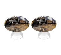 FodPand Steam Locomotive Train Cabinet Handles 2-Pack 1.1 Inch Round Stainless Steel Cabinet Pulls Knobs Pulls with Screws Silver Hardware for Kitchen Cabinets, Furniture Doors, & Dressers