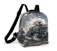 FodPand Steam Locomotive Train Mini Backpack for Women Waterproof Backpack | Durable & Lightweight, Casual Daypack with Multi Pocket, Cute Small Backpack Purse for Travel, Work, Hiking, Great Gift