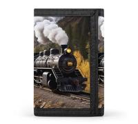 FodPand Steam Locomotive Train Wallet & Money Clip Slim Compact Tri-Fold Wallets with 8 Card Slots for Men Women