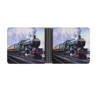 FodPand Steam Locomotive Train Wallet Slim Minimalist Men Wallet Durable Portable Bifold Purse PU Passcase