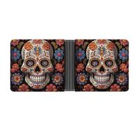 FodPand Sugar Skulls Wallet Slim Minimalist Men Wallet Durable Portable Bifold Purse PU Passcase