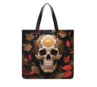 FodPand Sun Skull Decorated Tote Bag for Women Leather Work Shopper Beach Handbag Travel Carryall Shoulder Bag