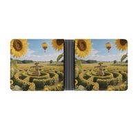 FodPand Sunflower Maze Wallet for Men Leather Bifold Wallet Front Pocket Wallets Card Holder Wallets Money Clip