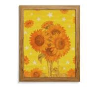 FodPand Sunflower Star Pattern 5D Diamond Painting Kit for Adults Yellow Wood 40 * 50cm DIY Diamond Art with Sparkling Gems Round Drill - Complete Set Paintings for Beginners, Unique Wall Decor Gift