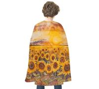 FodPand Sunflowers in The Field Halloween Cloak Reversible Renaissance Cape Medieval Costume for Cosplay Themed Party Dress Up