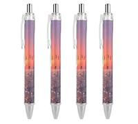 FodPand Sunset Seagulls Ballpoint Pens Fine Point Smooth Writing Pen Retractable Ball Point Pens 0.5mm Black Ink Pen Office Supplies Gifts for Men Women 4 PCS