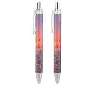 FodPand Sunset Seagulls Ballpoint Pens Fine Point Smooth Writing Pen Retractable Ball Point Pens 0.5mm Black Ink Pen Office Supplies Gifts for Men Women 2 PCS