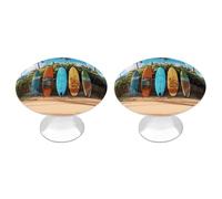 FodPand Surf's Up Surfboard Round Cabinet Knobs 2 Pack Vintage Multicolor Printed Drawer Knobs Dresser Knob for Kitchen Cabinets Dresser Cupboard Bedroom Bathroom 1-1/4 Inch