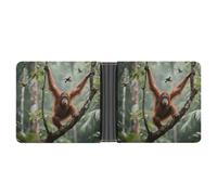 FodPand Swinging Orangutan Wallet for Men Leather Bifold Wallet Front Pocket Wallets Card Holder Wallets Money Clip