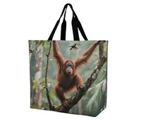 FodPand Swinging OrangutanTote Bag for Women Foldable Beach Bag Reusable Grocery Bags Crossbody Shoulder Bags