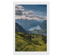FodPand Switzerland Alps Diamond Painting Kits for Adults Beginners 5D Round Drill Diamond Art Kits with DIY Tools Gem Art Crafts for Home Wall Decor Living Room Bedroom Office Decoration 8x12