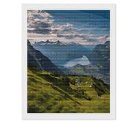 FodPand Switzerland Alps Diamond Painting Kits for Adults Beginners 5D Round Drill Diamond Art Kits with DIY Tools Gem Art Crafts for Home Wall Decor Living Room Bedroom Office Decoration 16x20