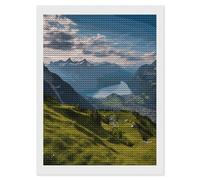 FodPand Switzerland Alps Diamond Painting Kits for Adults Beginners 5D Round Drill Diamond Art Kits with DIY Tools Gem Art Crafts for Home Wall Decor Living Room Bedroom Office Decoration 12x16