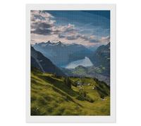 FodPand Switzerland Alps Diamond Painting Kits for Adults Beginners 5D Square Drill Diamond Art Kits with DIY Tools Gem Art Crafts for Home Wall Decor Living Room Bedroom Office Decoration 12x16