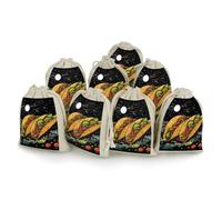 FodPand Taco Cartoon Illustration Drawstring Pouch Small Gift Bags 8-Pack | 6.7x4.9 In Reusable Empty Gift Pouches, Washable & Portable Drawstring jewelry Pouches Sachet Bags for Storage Travel Jewelry