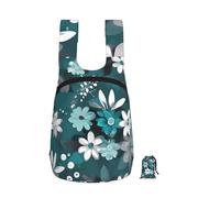 FodPand Teal Grey And White Floral Travel Backpack 16l Lightweight Foldable Hiking Daypack Waterproof Travel Rucksack For Women Men