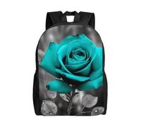 FodPand Teal Grey Rose Laptop Backpack for Men Women College Backpacks Water-resistant Lightweight Travel Bag Business Rucksack Large Capacity Hiking Daypack Bookbag Gift