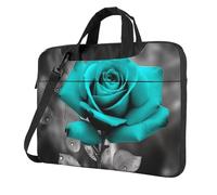 FodPand Teal Grey Rose Laptop Bag for Men Women 14 inch, Shockproof Protective Computer Bag Travel Laptop Shoulder Bag