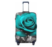 FodPand Teal Grey Rose Luggage Covers for Suitcase Tsa Approved, Stretchable & Washable Travel Suitcase Cover Protector Anti-Scratch Baggage Cover Trolley Case Sleeve Fit 18-32 Inch Luggage, Black, L