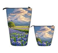 FodPand Telescopic Pencil Bag Pen Holder Pop Up Pencil Case,Standing Makeup Bag Big Capacity Stand Up Cosmetics Bag Texas Bluebonnets Scenery Retractable Transformer Bag for Office Supplies