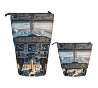 FodPand Telescopic Pencil Bag Pen Holder Pop Up Pencil Case,Standing Makeup Bag Big Capacity Stand Up Cosmetics Bag Airplane Cockpit Retractable Transformer Bag for Office Supplies