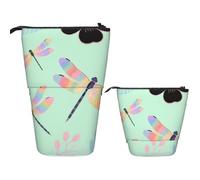 FodPand Telescopic Pencil Bag Pen Holder Pop Up Pencil Case,Standing Makeup Bag Big Capacity Stand Up Cosmetics Bag Dragonfly Retractable Transformer Bag for Office Supplies