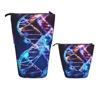 FodPand Telescopic Pencil Bag Pen Holder Pop Up Pencil Case,Standing Makeup Bag Big Capacity Stand Up Cosmetics Bag Genetic Helix Retractable Transformer Bag for Office Supplies