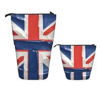 FodPand Telescopic Pencil Bag Pen Holder Pop Up Pencil Case,Standing Makeup Bag Big Capacity Stand Up Cosmetics Bag British Flag Retractable Transformer Bag for Office Supplies