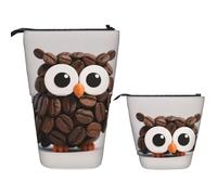 FodPand Telescopic Pencil Bag Pen Holder Pop Up Pencil Case,Standing Makeup Bag Big Capacity Stand Up Cosmetics Bag Cute Pig Swimming Retractable Transformer Bag for Office Supplies, Funny Owl, One