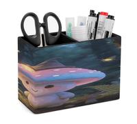 FodPand The Fun Guy Enchanted PU Leather Square Pens Pencils Holder,Multifunctional Remote Control Eyeglass Holder Pencil Case Office Accessories Container Box for Desk Double Compartments