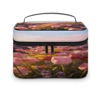 FodPand The Ginger Lily Beneath The Windmill Makeup Bag with Makeup Brush Compartment Cosmetic Bag with Handle And Zipper Portable Organizer Bag for Daily, Camping, Traveling, Hotel