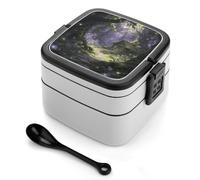 FodPand The Glowing Path Bento Box,2 Stackable Bento Lunch Containers Lunchable Food Container with Utensil Adult Lunch Box for Dining Out, Work, Picnic