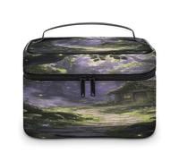 FodPand The Glowing Path Makeup Bag with Makeup Brush Compartment Cosmetic Bag with Handle And Zipper Portable Organizer Bag for Daily, Camping, Traveling, Hotel