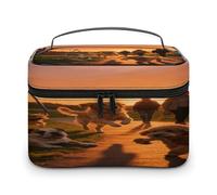 FodPand The Setting Sun Is Playing Freely. Makeup Bag with Makeup Brush Compartment Cosmetic Bag with Handle And Zipper Portable Organizer Bag for Daily, Camping, Traveling, Hotel