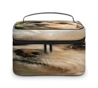 FodPand Thoughts of A Gentle Heart Makeup Bag with Makeup Brush Compartment Cosmetic Bag with Handle And Zipper Portable Organizer Bag for Daily, Camping, Traveling, Hotel
