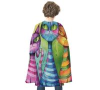 FodPand Three Cats Side by Side Halloween Cloak Reversible Renaissance Cape Medieval Costume for Cosplay Themed Party Dress Up