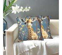 FodPand Throw Pillow Cover Cute Giraffe Flowers Decorative Pillow Covers Soft Cozy Pillowcase with Zipper Pillow Cases Farmhouse Cushion Case Cover for Couch Sofa Bed Living Room Home Decor 12"x12"