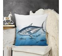 FodPand Throw Pillow Covers 18 "x18 Plush Pillow Cases Zippered Cushion Protector Double Sided Decorative Bluefin Tuna Thunnus Pillow Shams for Sofa Couch Living Room Bedroom Farmhouse Home Decor