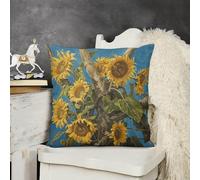 FodPand Throw Pillow Covers 18x18 Plush Pillow Cases Zippered Cushion Protector Double Sided Decorative Sunflower Style Painting Pillow Shams for Sofa Couch Living Room Bedroom Farmhouse Home Decor