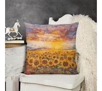 FodPand Throw Pillow Covers 26x26 Plush Pillow Cases Zippered Cushion Protector Double Sided Decorative Sunflowers in The Field Pillow Shams for Sofa Couch Living Room Bedroom Farmhouse Home Decor