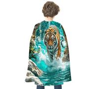 FodPand Tiger Roars in The Clear Stream Halloween Cape for Women Men Dress Up Accessory