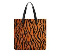 FodPand Tiger Stripes Orange Tote Bag for Women - PU Leather Shoulder Handbag with Magnetic Buckle, Fashion Shopping Bag Large Grocery Bags Lightweight Purse for Work Travel Shopping