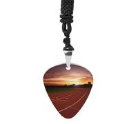 FodPand Titanium Steel Guitar Pick Necklace for Men Women Dusk Running Track Guitars Pick Pendant Decoration Personalized Guitar Picks with Gifts for Music Lovers,Customizable