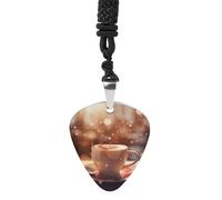 FodPand Titanium Steel Guitar Pick Necklace for Men Women Hearts Drawn on Coffee Guitars Pick Pendant Decoration Personalized Guitar Picks with Gifts for Music Lovers,Customizable