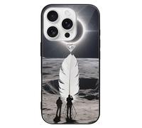 FodPand Total Solar Eclipse Phone Case for iPhone 16 Tempered Glass Hard Phone Protective Cover Anti-Scratch Shockproof Minimalist Aesthetic Case for Women & Men Black