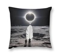 FodPand Total Solar Eclipse Throw Pillow Covers 12 "x12 Decorative Plush Pillowcase with Hidden Zipper Double-Sided Boho Farmhouse Cushion Case for Sofa Bed Chair, Holiday Decor, Home Gift